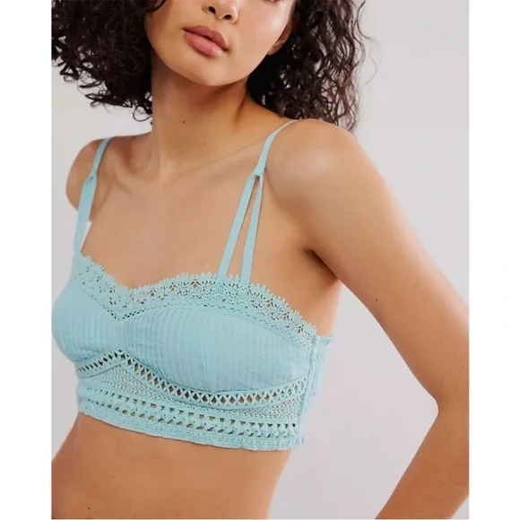 Free People Tallulah Bralette in Aqua-esque Blue Sizes Small $48 Retail NWT - Picture 1 of 12